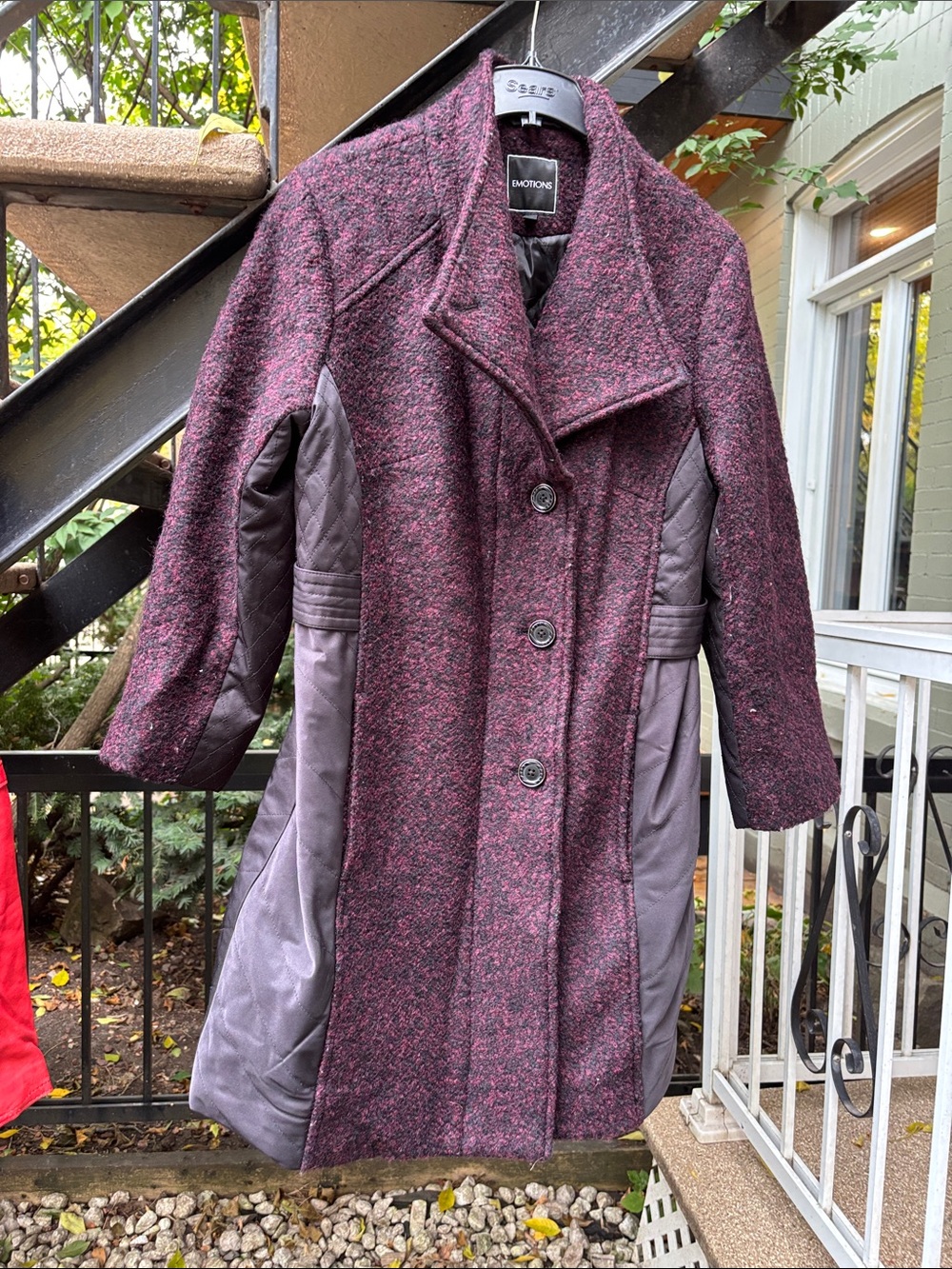 Emotions Women's Plum Wool-Blend Trench Coat